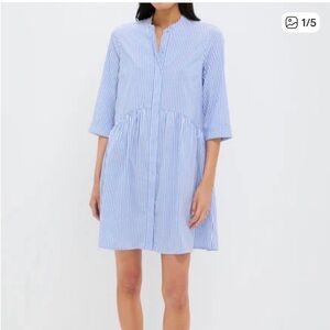 Tuckernuck Blue & White Striped Button-Front Shirt Dress